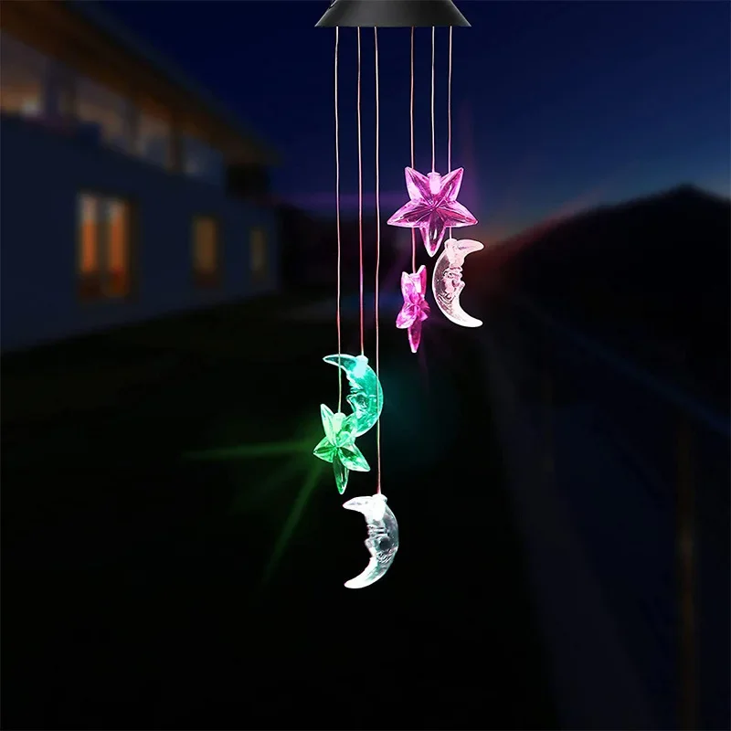 Imagem -05 - Solar Led Windchime Decoração Luz Abelha e Borboleta Lâmpada Pendurada para Quarto Interior e Exterior Atmosfera de Festa no Jardim