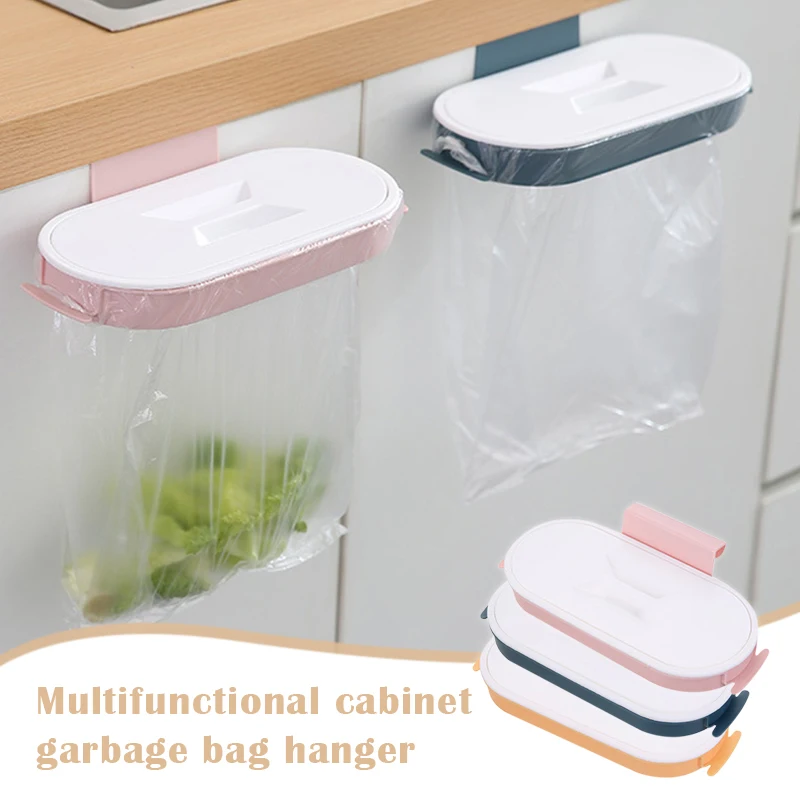 

Garbage Bag Rack Holder With Lid Portable Plastic Garbage Bag Storage Rack Hanging Kitchen Organizer For Cupboard Door Back