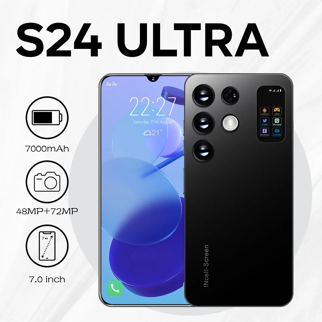 

New S24 Ultra Smartphone, 7.0-inch, 16GB+1TB, Global Edition, 7000mAh, 4G/5G Networks, 48MP+72MP, Android 13 Fast Shipping