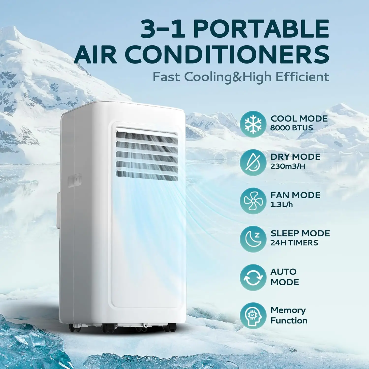 Portable Air Conditioner Floor Room AC Unit with Cool, Dehumidifier, Fan Mode,Portable Cooling AC Unit