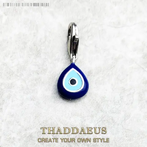 Turkey Eye Blue Enamel Culture Charm Pendant 925 Sterling Silver New DIY Jewelry Lucky Accessories For Women Men