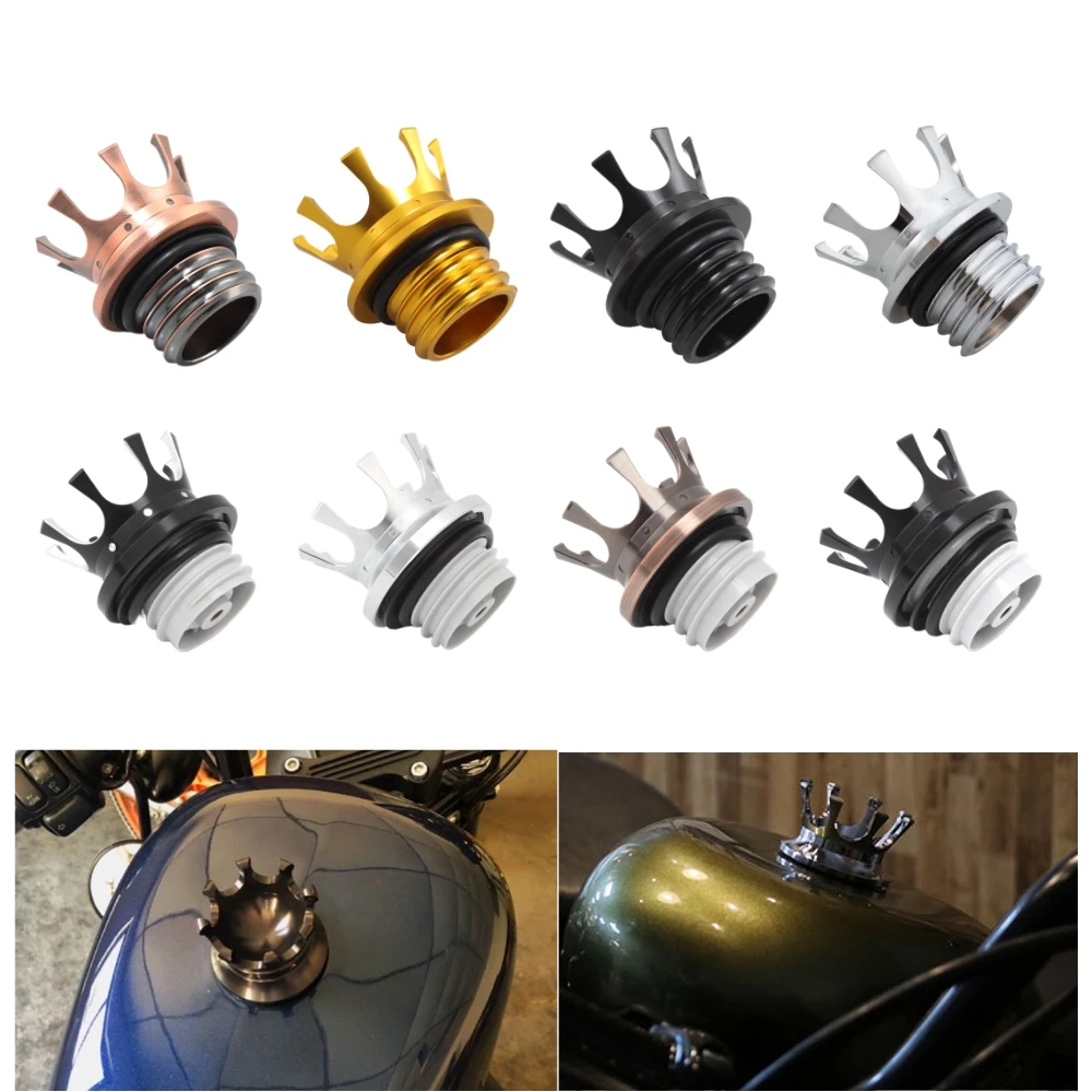 Motorcycle Fuel Cap Gas Tank Cap Crown Style Oil Cover For Harley Sportster Dyna Softail Triumph Bonneville Thruxton Scrambler