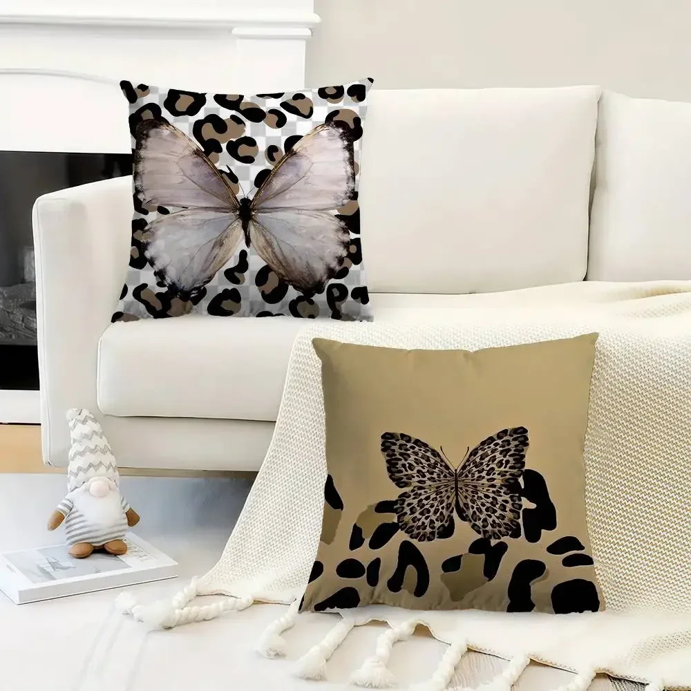 Shining Butterfly Leopard Print Pillowcases Home Bedding Decorative Pillow Cover Wedding Super Soft Pillow Case