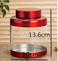 Transparent Plastic Stainless Steel Tea Caddy Sealed Jar Home Storage Box Moisture-proof Container Decorative