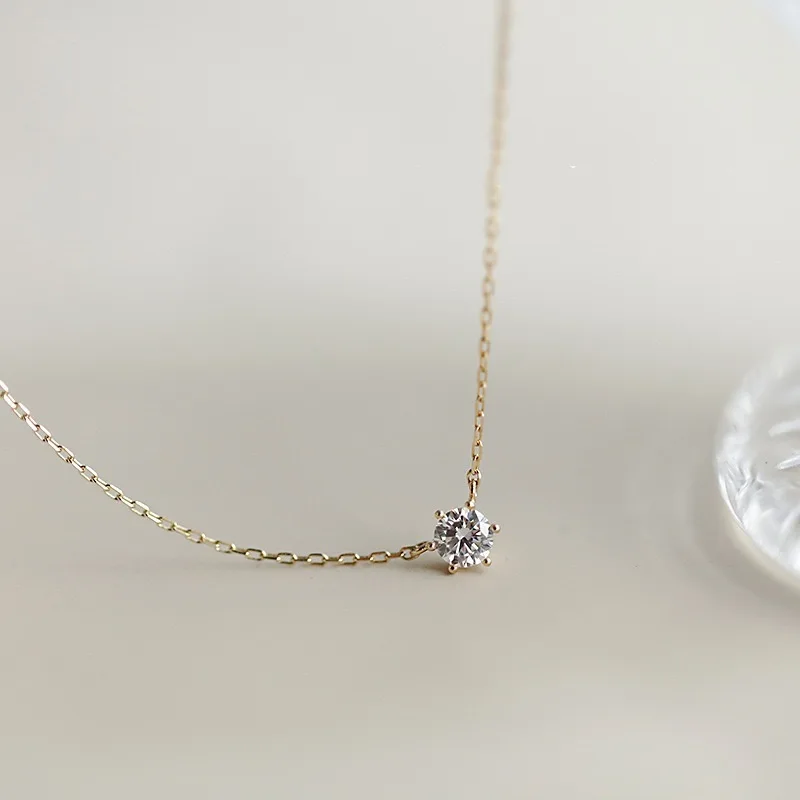 Exquisite S925 Sterling Silber 14K Gold Sechs-Klauen runde Schlüsselbeinkette Damen Valentinstag Geschenk Anhänger Halskette Schmuck – Detail 2