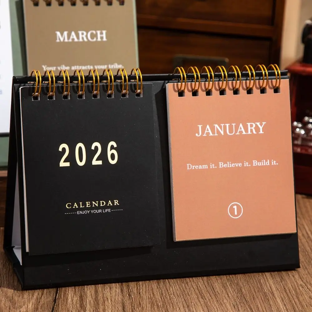 Cartoon Coil 2026 Desk Calendar Double Row Desktop Decoration Mini Calendar Portable Schedule Planner Gifts