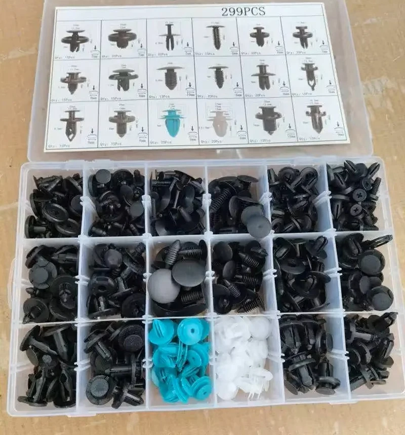 TBTOOLS 299PCS Car Auto Plastic Clips Kit Clips Rivets Fasteners Push Retainer Kit Trim Pin Rivet Body Interior Assortment TB279