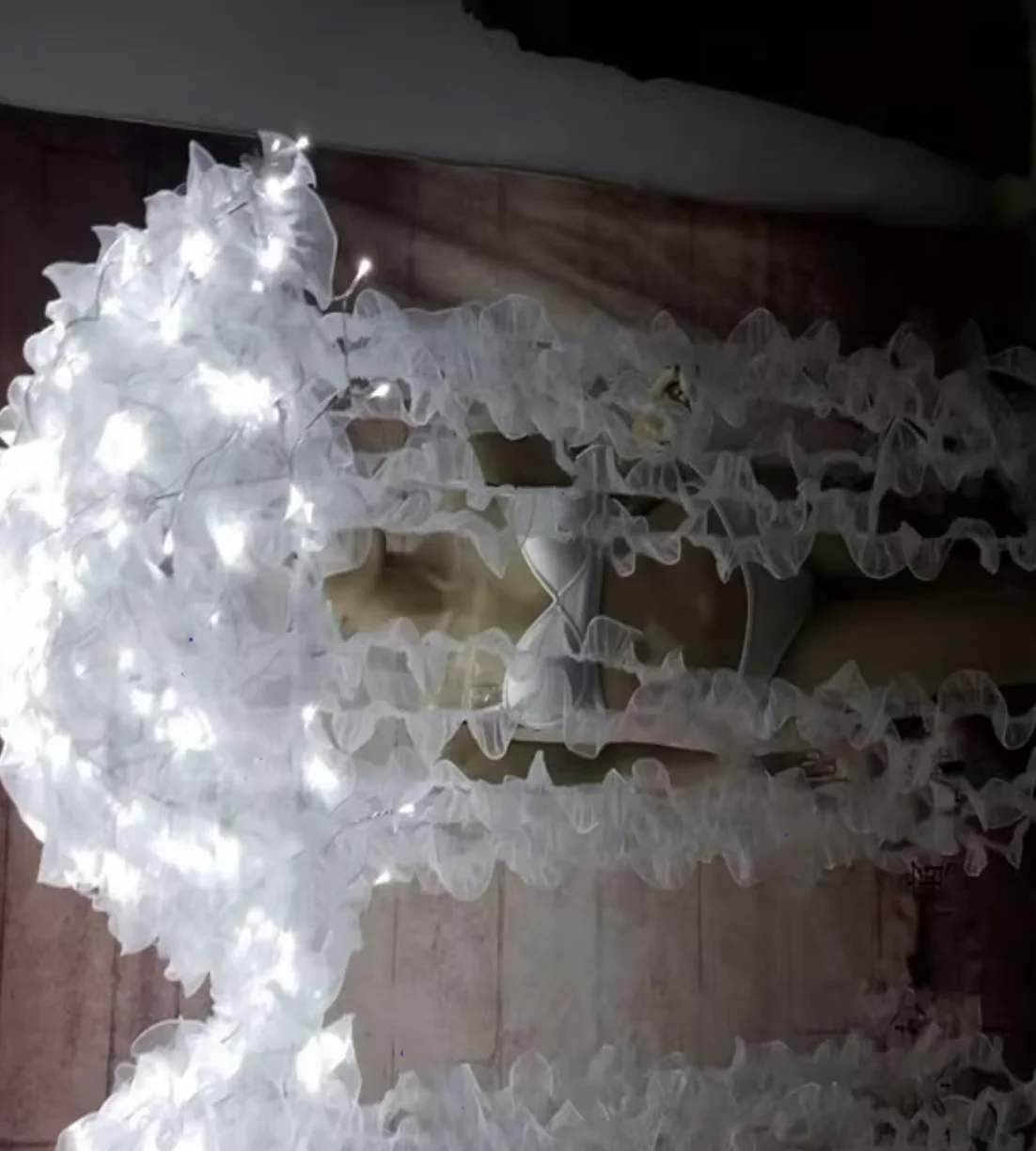 White LED Jellyfish Costume Luminous Ballroom Dance Dress DJ Singer Stage Headdress Party Show Wear Birthday Gift