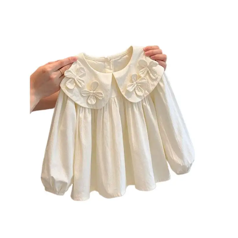 Shirt Girl College Style Long Sleeved Shirt Spring and Autumn 2026 New Fashion Three dimensional Flower Forest Doll Collar Shirt