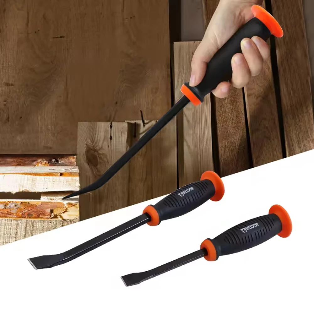 Heavy Duty Industrial Grade Pry Bar with Thicken Crowbar Angled Tip Protective Hammer Strike Cap Handle for Lifting and Prying
