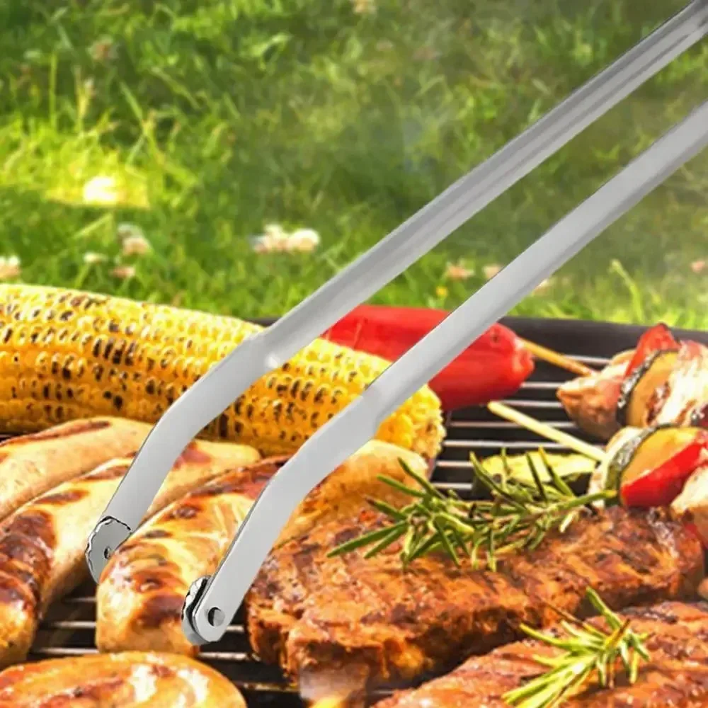 

BBQ Sausage Turning Tongs Stainless Steel Kitchen Cooking Tongs Multipurpose Gripper Bread Clip Steak Clamps Fried Steak