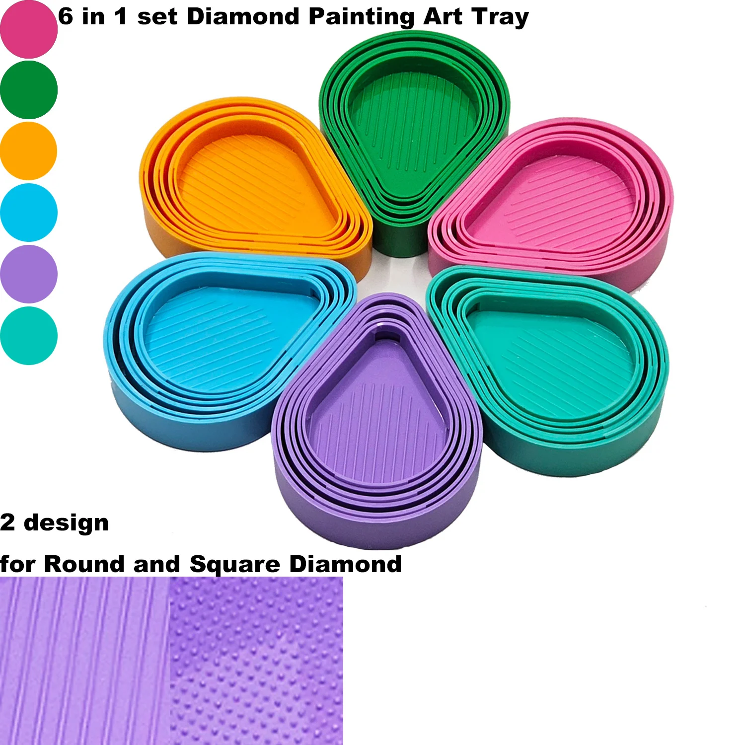 6 in 1 Diamond Painting Tray with Lid and Storage Holders, Diamond Art Accessories and Tools 5D Diamond Painting Storage Box