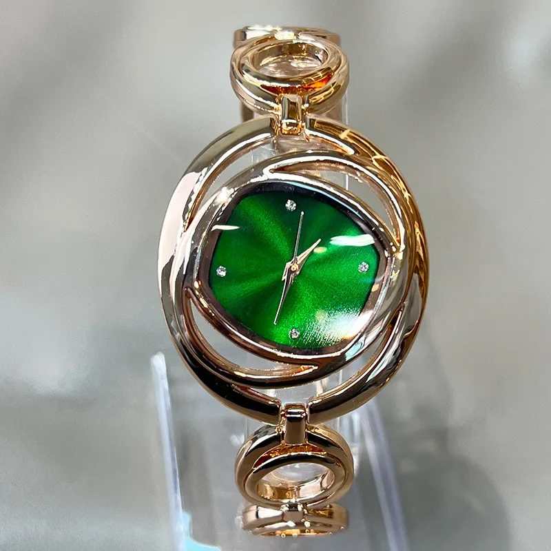 Reloj dorado clásico de lujo Para Mujer, relojes de pulsera a la moda Para Mujer, correa de aleación, relojes de cuarzo redondos con diamantes de imitación Para Mujer