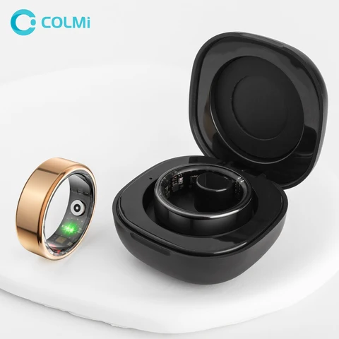 Anel inteligente COLMI R02 2024 com estojo de carregamento para homens e mulheres, vida útil da bateria, 39 dias, monitor de saúde, 5ATM à prova d'água