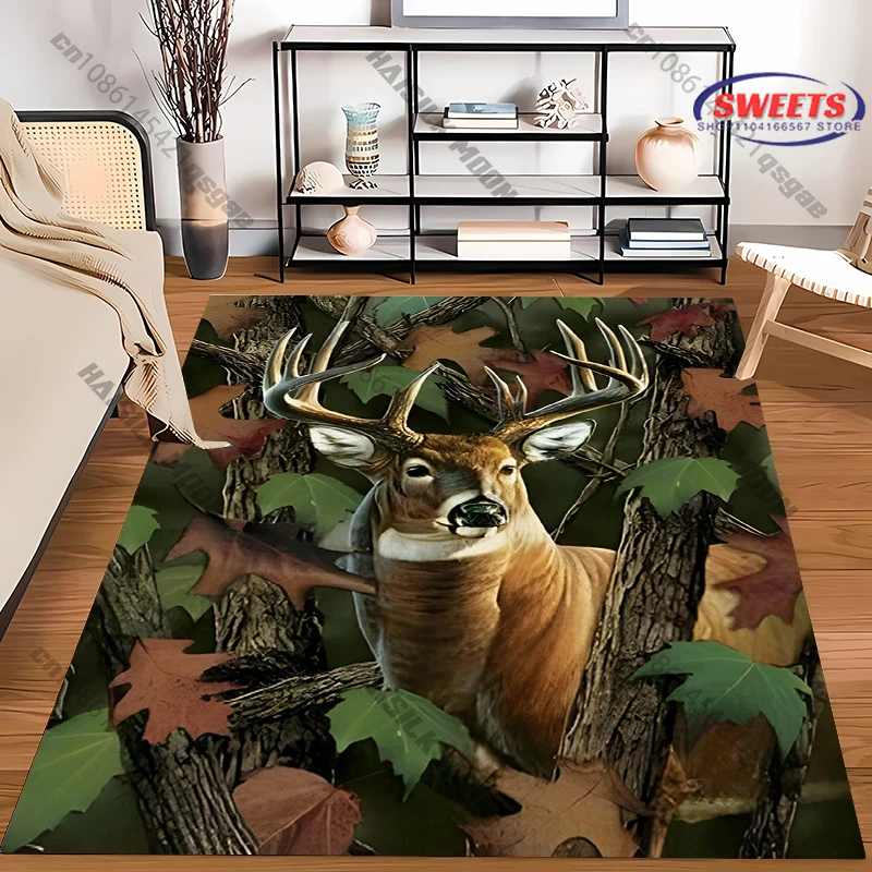 Free shipping! "Patriotic Deer Rug for Rustic Home Decor" carpet for home sofa bedroom, gift view 2