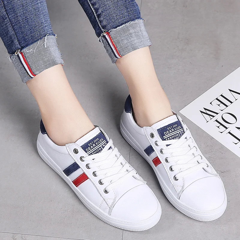 2023 Women\'s Genuine Leather Sneakers Women Casual Fashionable Sports Shoes Vulcanized White Flat Shoe Ladies White Sneakers