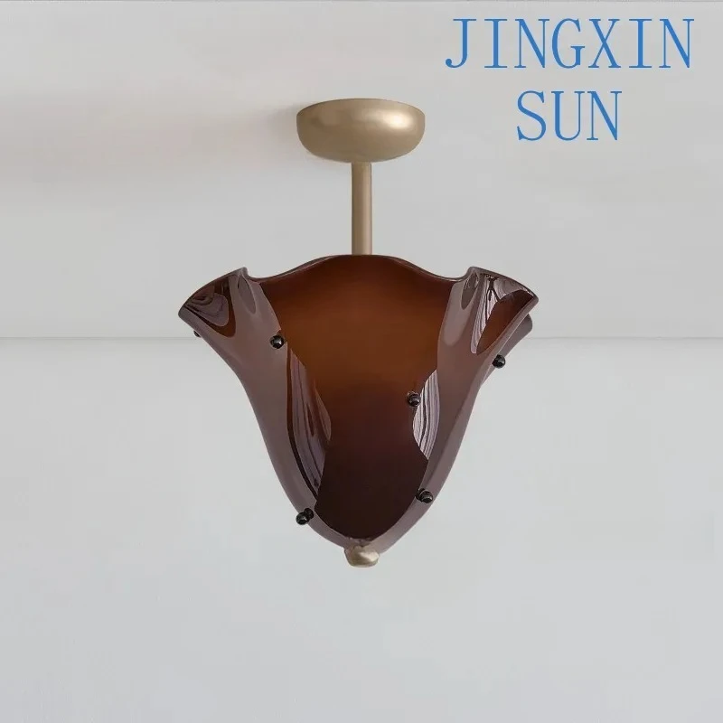 Retro French Stained Glass Ceiling Lamp - Skirt-Style Creative Light for Dining Room, Bedroom, Hallway & Aisle to Enhance Mood