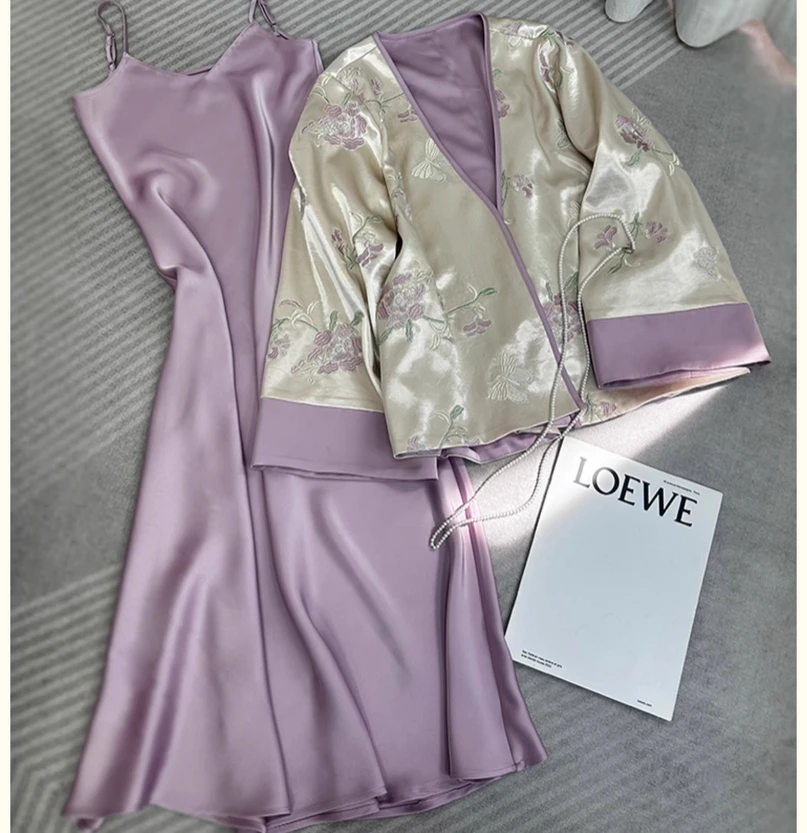 

Новая модная женская куртка из ацетата в китайском стиле, новый стиль весны и лета 2025 года, топ на пуговицах с вышивкой