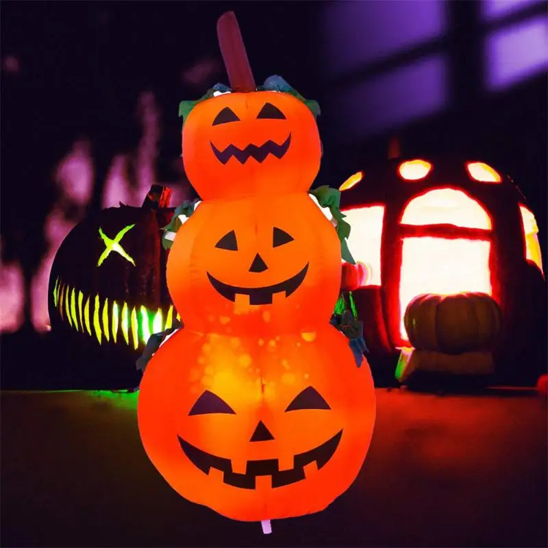 

Outdoor Decor Horror Home Garden Yard Decorations Haunted House Props 1.2M Halloween Inflatable Pumpkin With LED Rotating Lights