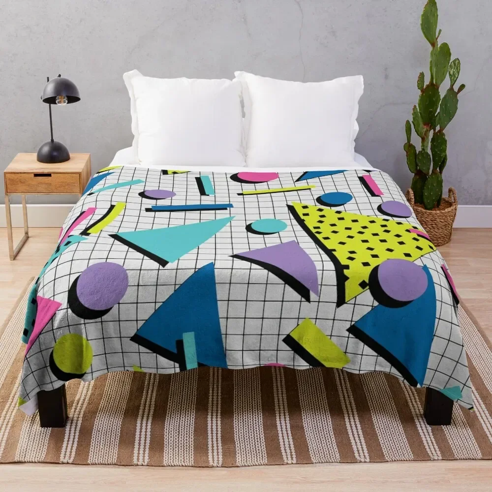 

Totally Tubular! Retro 80s Memphis Style Inspired Geometric Print Throw Blanket warm for winter Decorative Beds Blankets