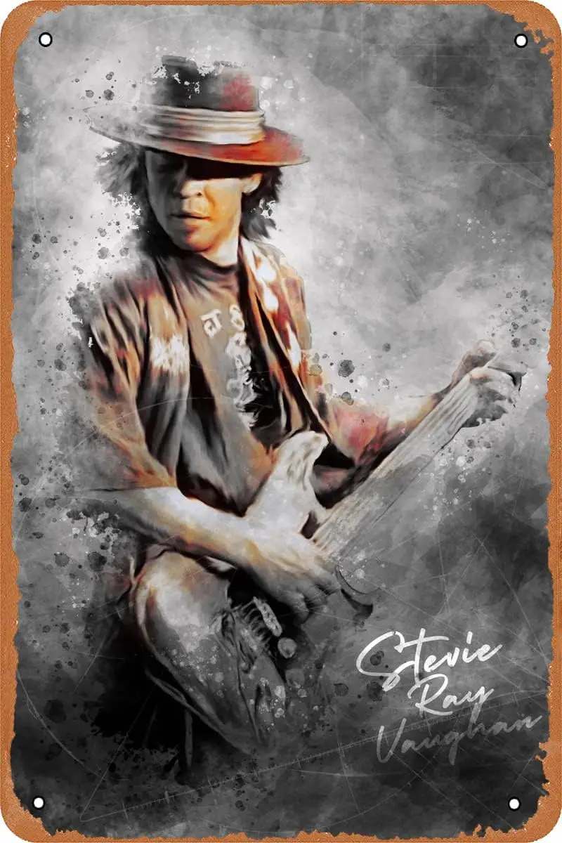 Stevie Ray Vaughan poster Metal Tin logo Vintage style metal signage for wall decoration 20.32 x 30.48 cm