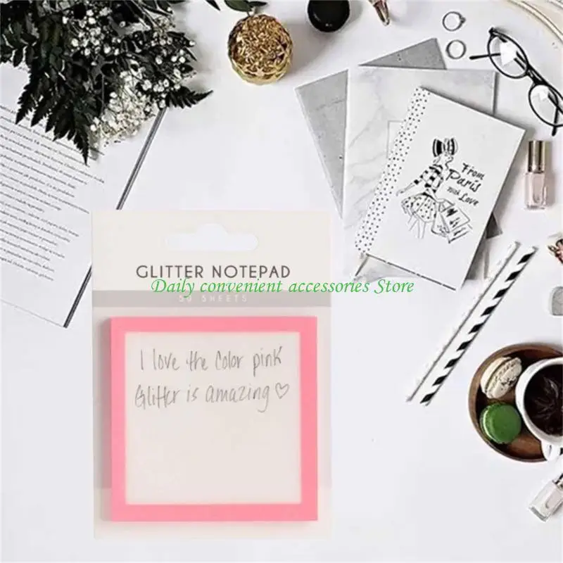 97QB Removable Crystal Look Note With Delicate Glitter Perfect For Gift Giving And Desktop Organization