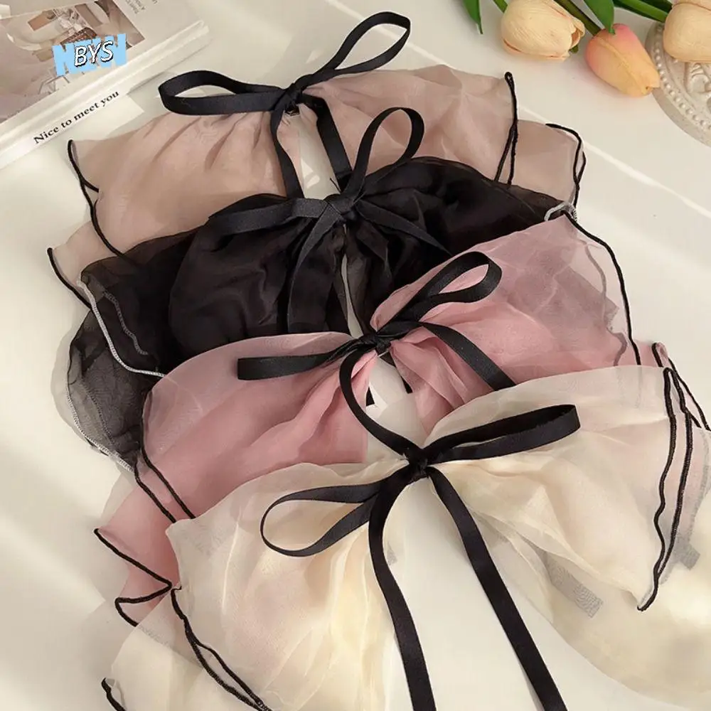 

Crab Claw Ponytail Holder Ribbon Fashion Headwear Large Hairpins Mesh Bow Spring Clip Korean Hairgrip Women Hair Clip Bowknot