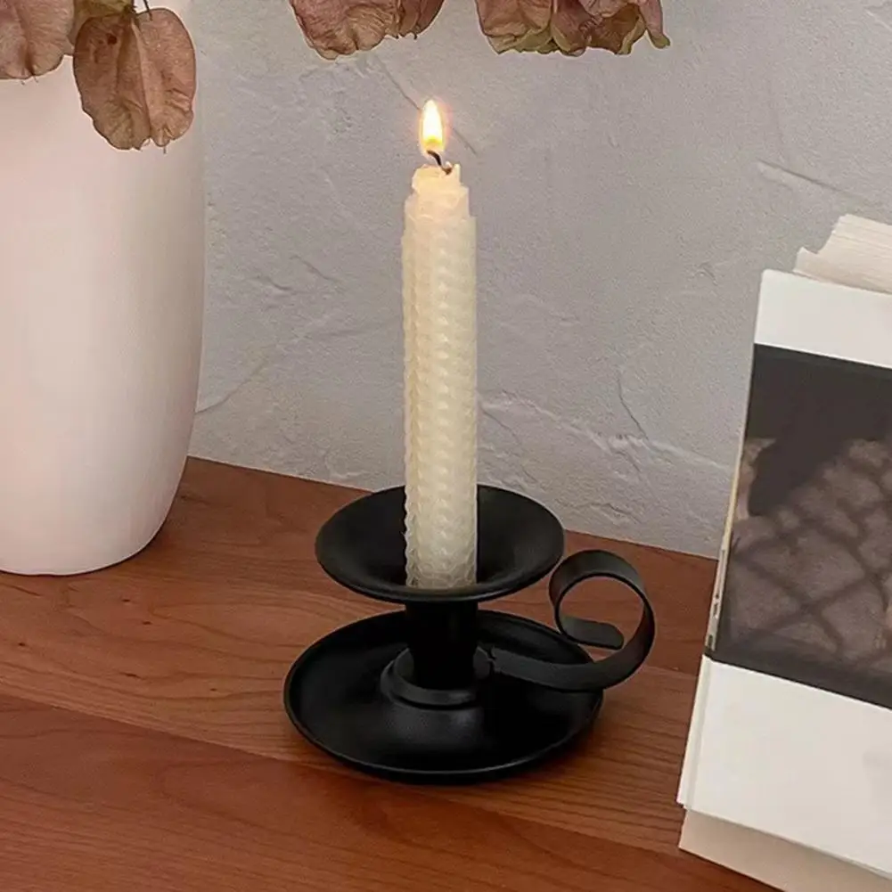 Iron Candle Holders Lightweight Candle Holders Vintage Iron Taper Candle Holder with Handle for Home Decor Christmas Wedding