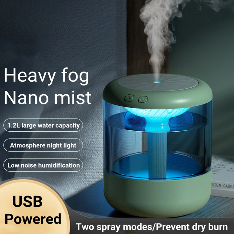 

Large Capacity Home Air Humidifier,USB Essential Oil Diffuser, LED Lamp Ultrasonic Aromatherapy Mist Maker Fogger, 1200ml