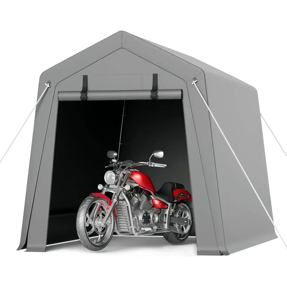 6x8ft Portable Carport Storage Shed with Heavy-Duty Waterproof Cover, Perfect for Tents, Motorcycles, Bikes, Garden Tools, and F