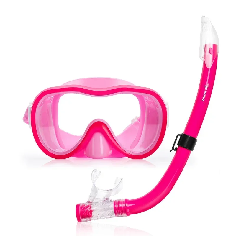 Children's Diving Goggles Snorkeling Two-piece Set Soft Biting Mouth Semi Dry Breathing Tube Student Large Frame Goggles