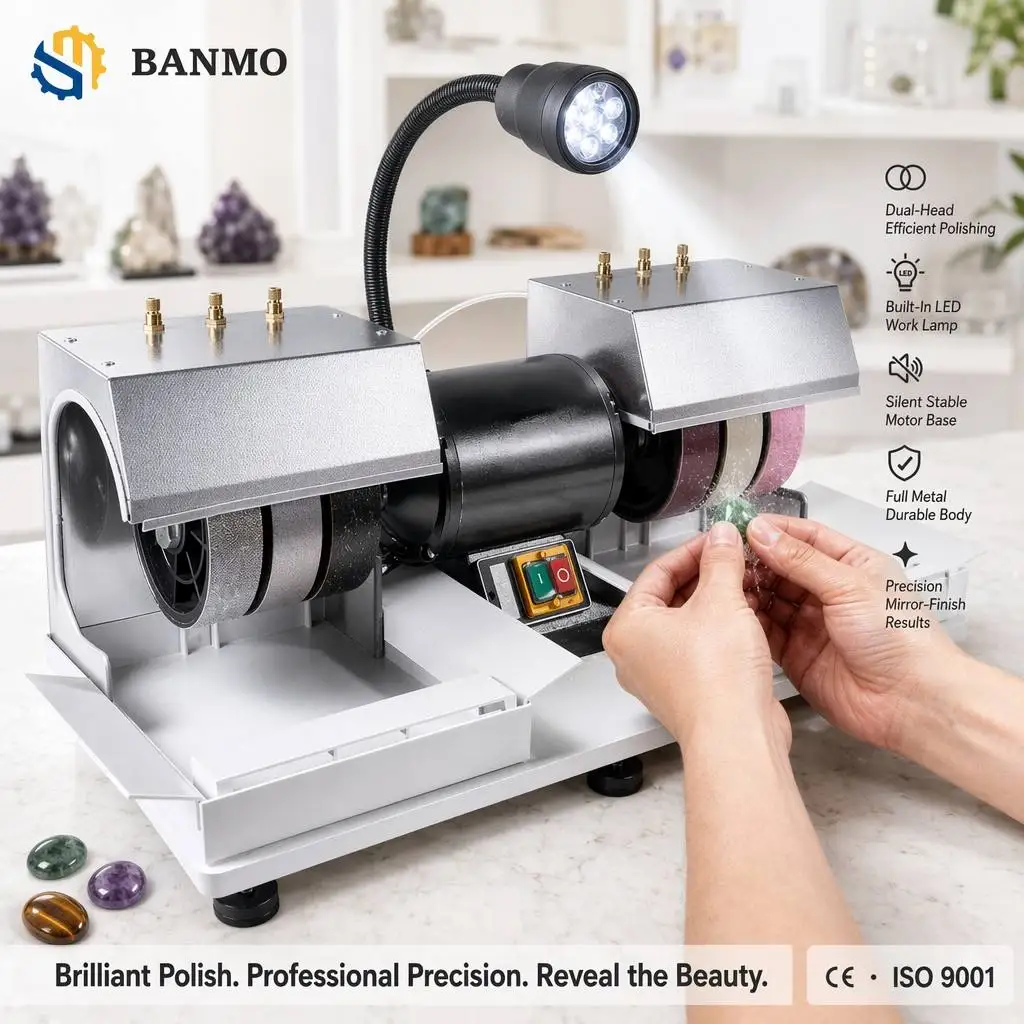 Professional Gemstone Polishing Machine Jewelry Cabbing Machine Lapidary Grinder With 6 Inch Diamond Resin Wheels