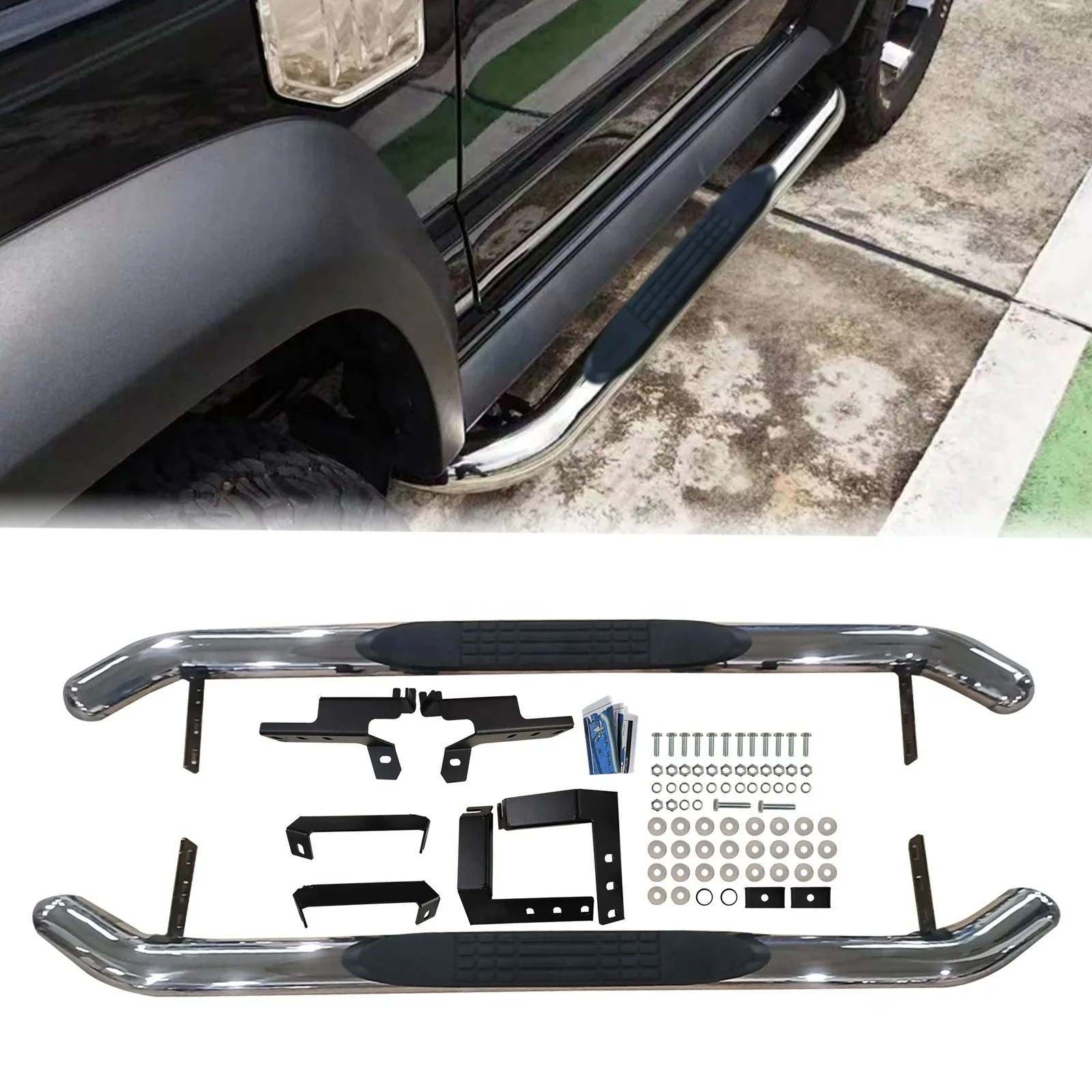 

Jimny 2024 Accessories Steel Side Steps 3" Round Pipe with band Bending For Suzuki Jimny Sierra JB74 JB64 JB74W JB64W 2023 2022