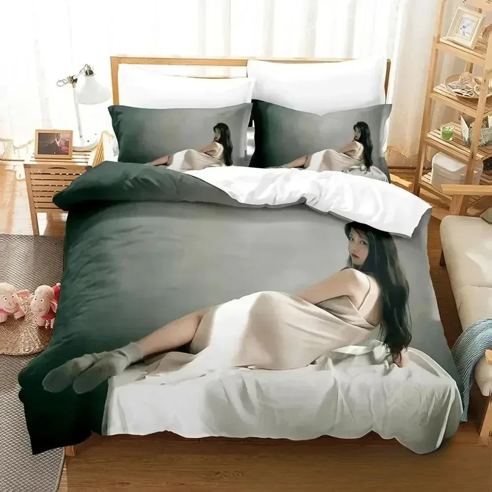 

3D Print Singer IU I Ji Eun Bedding Set Duvet Cover Bed Set Quilt Cover Pillowcase Comforter King Queen Size Boys Adult Bedding