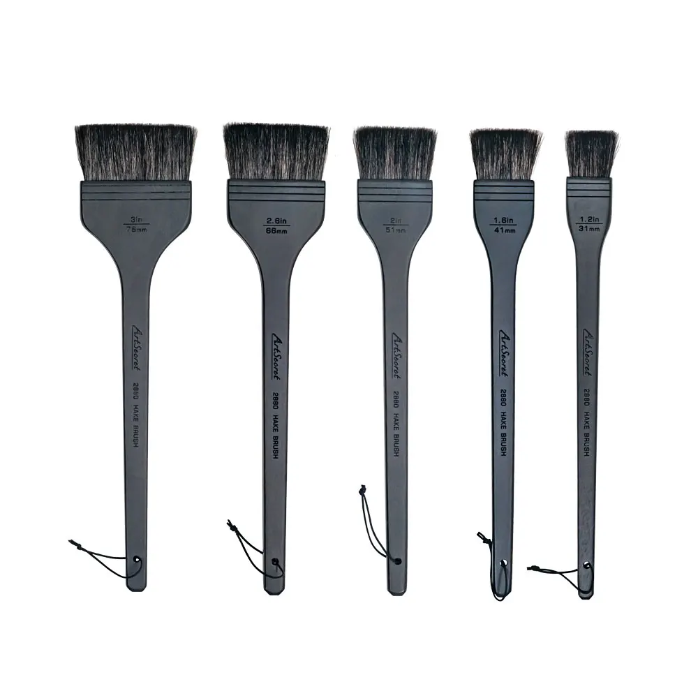 Artsecret Flat Hake Watercolor Brush Soft Goat Hair Bristles Artist Painting Brush for Acrylic Oil Drawing Art Supplies