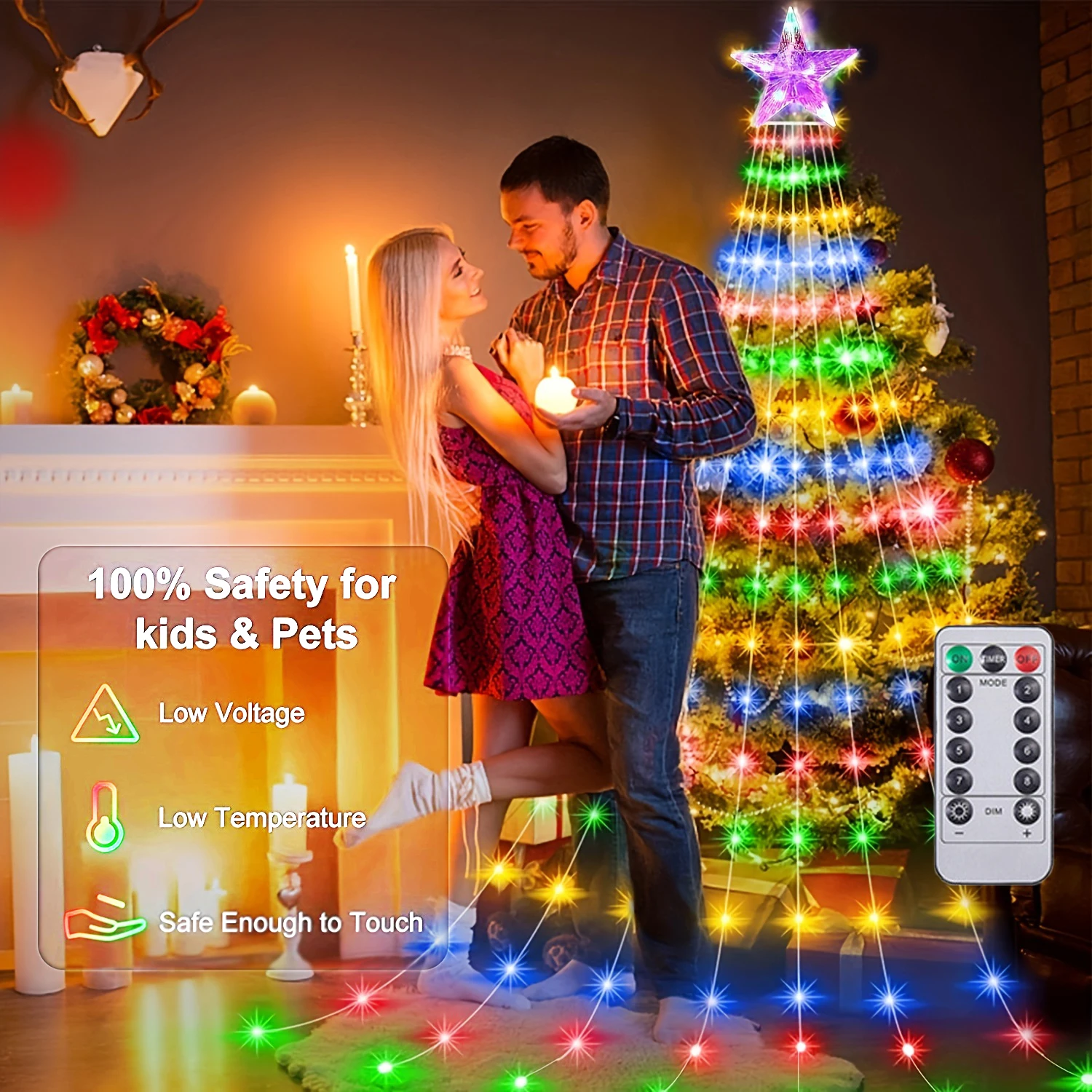 

180 Leds LED String Lights with Remote Star Light String Christmas Tree Waterfall LED Decorative Lights Holiday Decorations