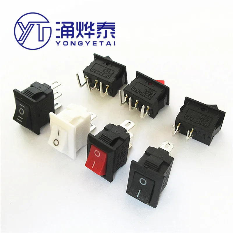 YYT 10PCS KCD11 Rocking Switch 2-Position/3-Pin Bent Terminals 15*10mm Toggle Power Switch 3A250V