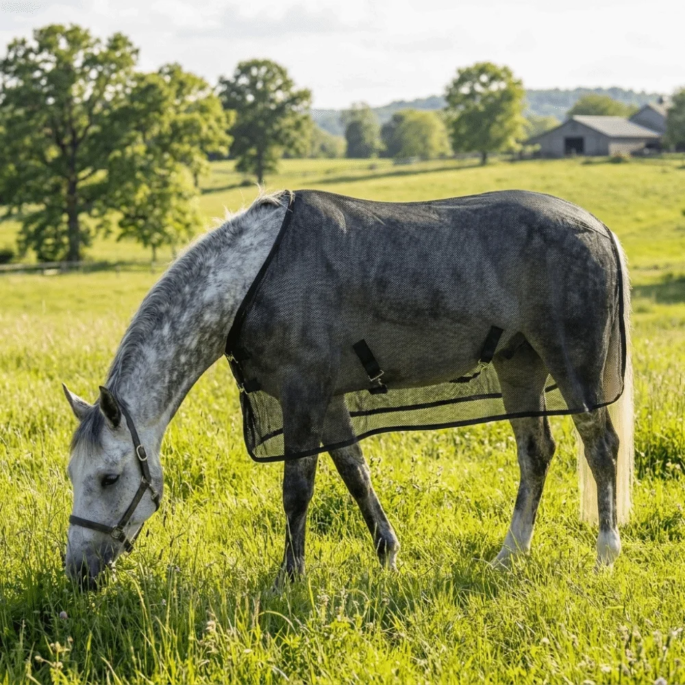 Breathable Horse Mosquito Proof Vest Adjustable Wear-Resistant Equine Mesh Vest Quick-Dry Buckle Design