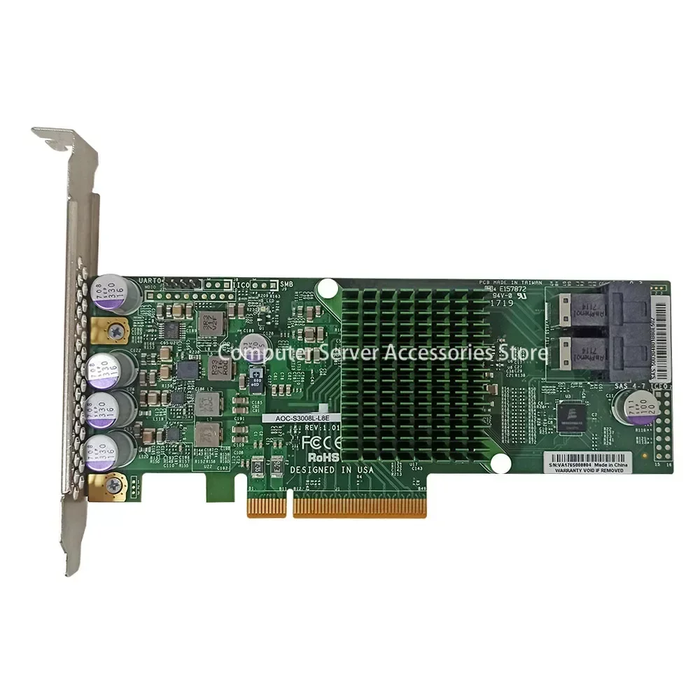 

AOC-S3008L-L8E SAS SATA 9300-8I 12Gbps 8-Port Internal PCI-e 3.0 HBA Card Smart Array Controller Card SFF-8643 For Supermicro