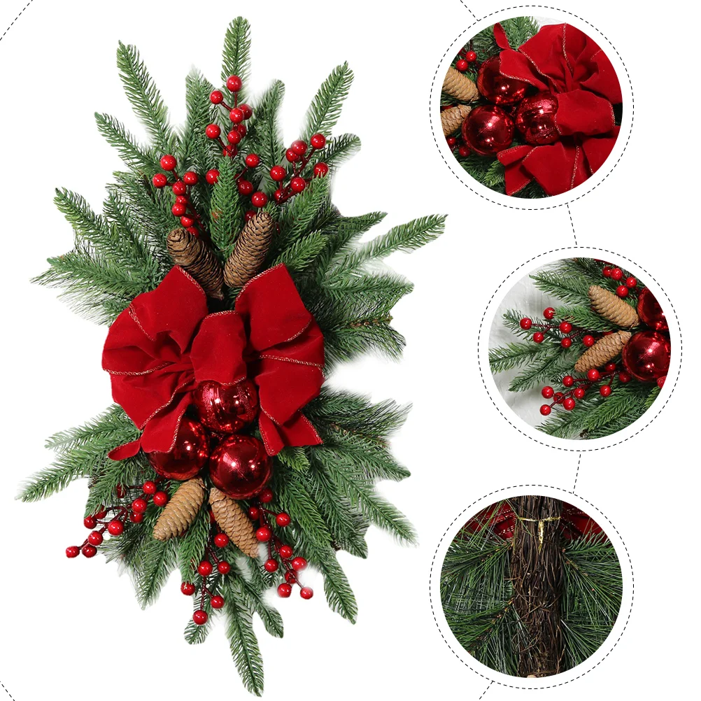 Premium PVC Staircase Wreath Christmas Door Pendant Decorative Xmas nament Party Holiday Decor Easy Maintain