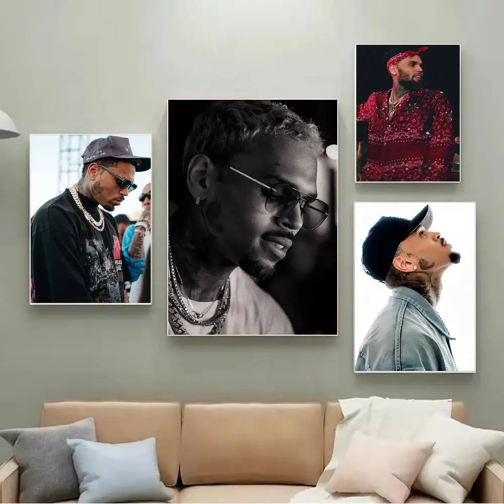 1 قطعة C-h-ris B-r-own ملصق ذاتي اللصق فني مقاوم للماء ورقة ملصق مقهى بار غرفة جدار ديكور #3