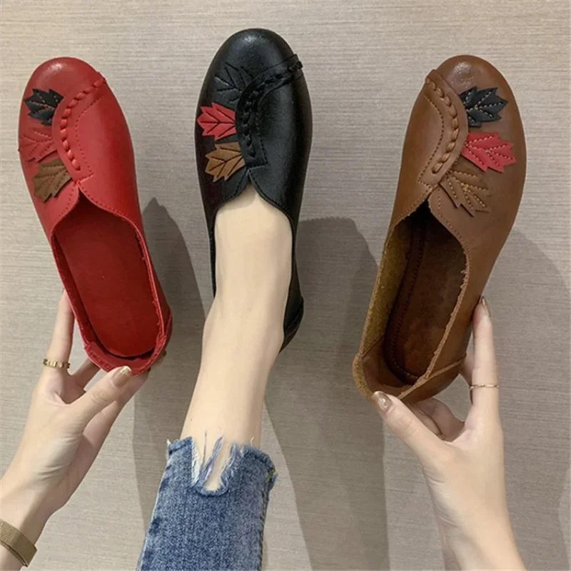 Women's Casual Shoes Leather Women Flats Shoes Loafers Luxury Slip-on Ladies Lightweight Moccasins Design Shoes Zapatos De Mujer