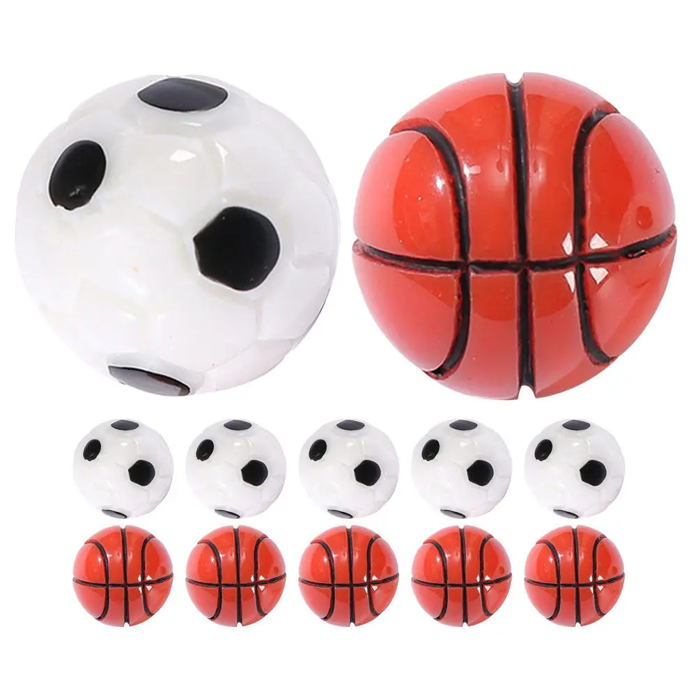 12Pcs Miniature Soccer Basketball Resin Decorative Balls Lifelike Small House Ornament Office Desk Bookshelf Bonsai Layout DIY