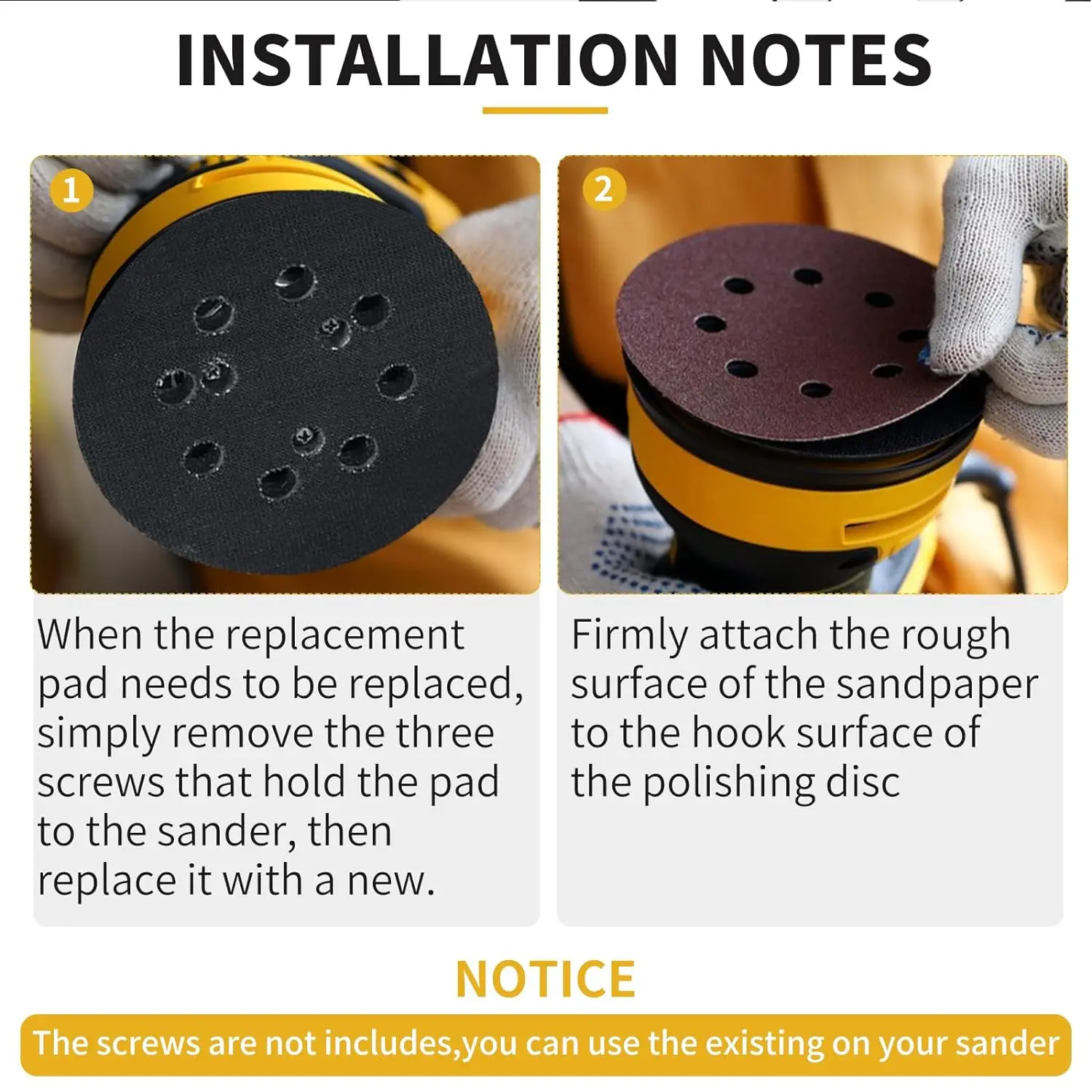 Imagem -06 - Almofadas de Lixamento de Substituição para Dewalt Gancho e Loop Lixadeira Orbital Dw420dw421dw423 Dw426d26451 Furos 1pc