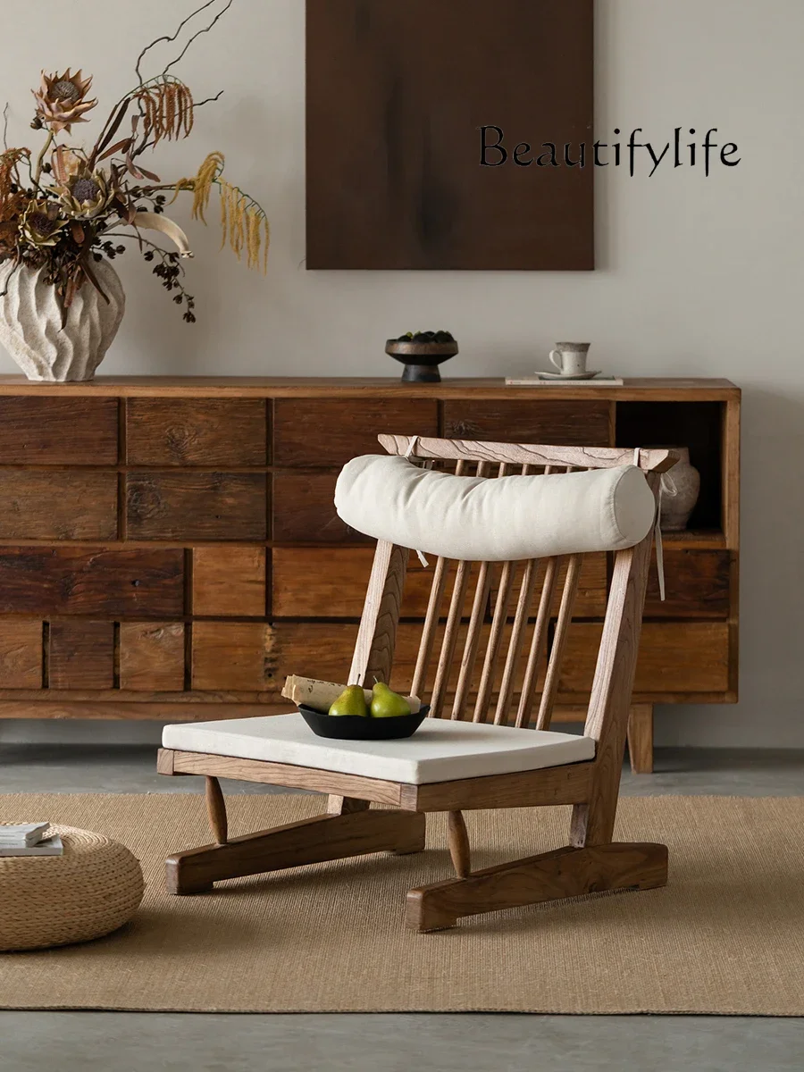 

Japanese-style solid wood single sofa chair Nakajima recliner Chinese antique homestay designer leisure chair
