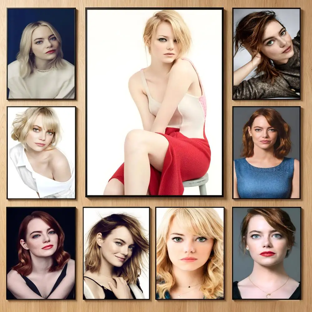 Glamorous Award-Winning Celebrity E-Emma Stone Poster Classic Self-Adhesive PP Wall Sticker for Living Room Bar Decor Gift