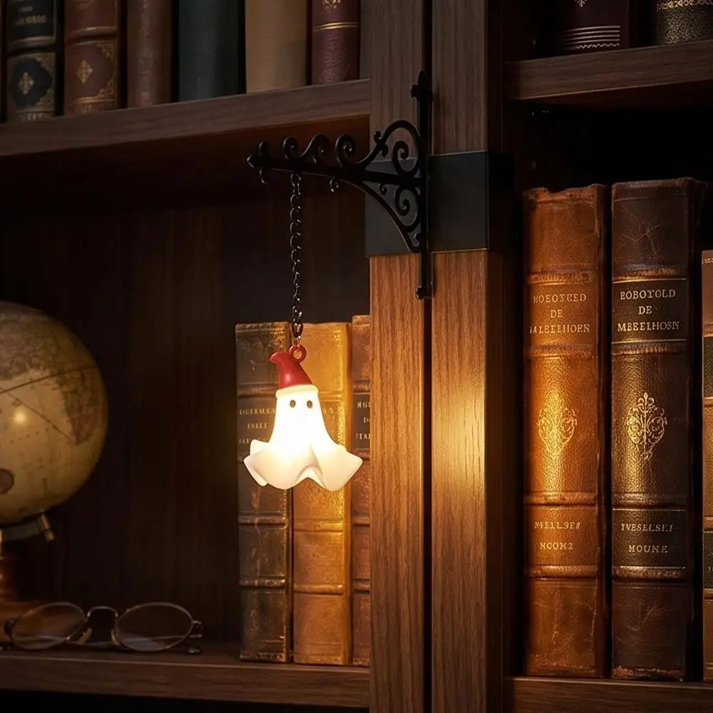 Halloween Ghost Shelf Lamp Compact Bookshelf Lantern Soft Light Decorative Night Light for Bedroom Desk Reading Room Gift
