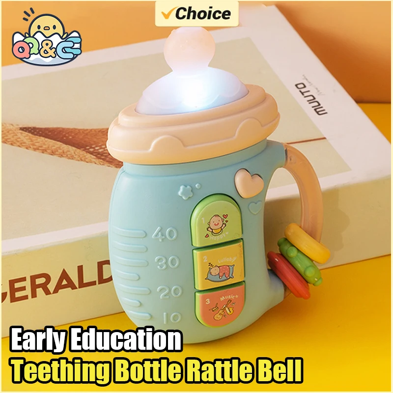 

Baby Can Chew Chew Teething Bottle Rattle Bell With Light Music Sensory Early Education Toys for Toddlers Boy Girl Birthday Gift