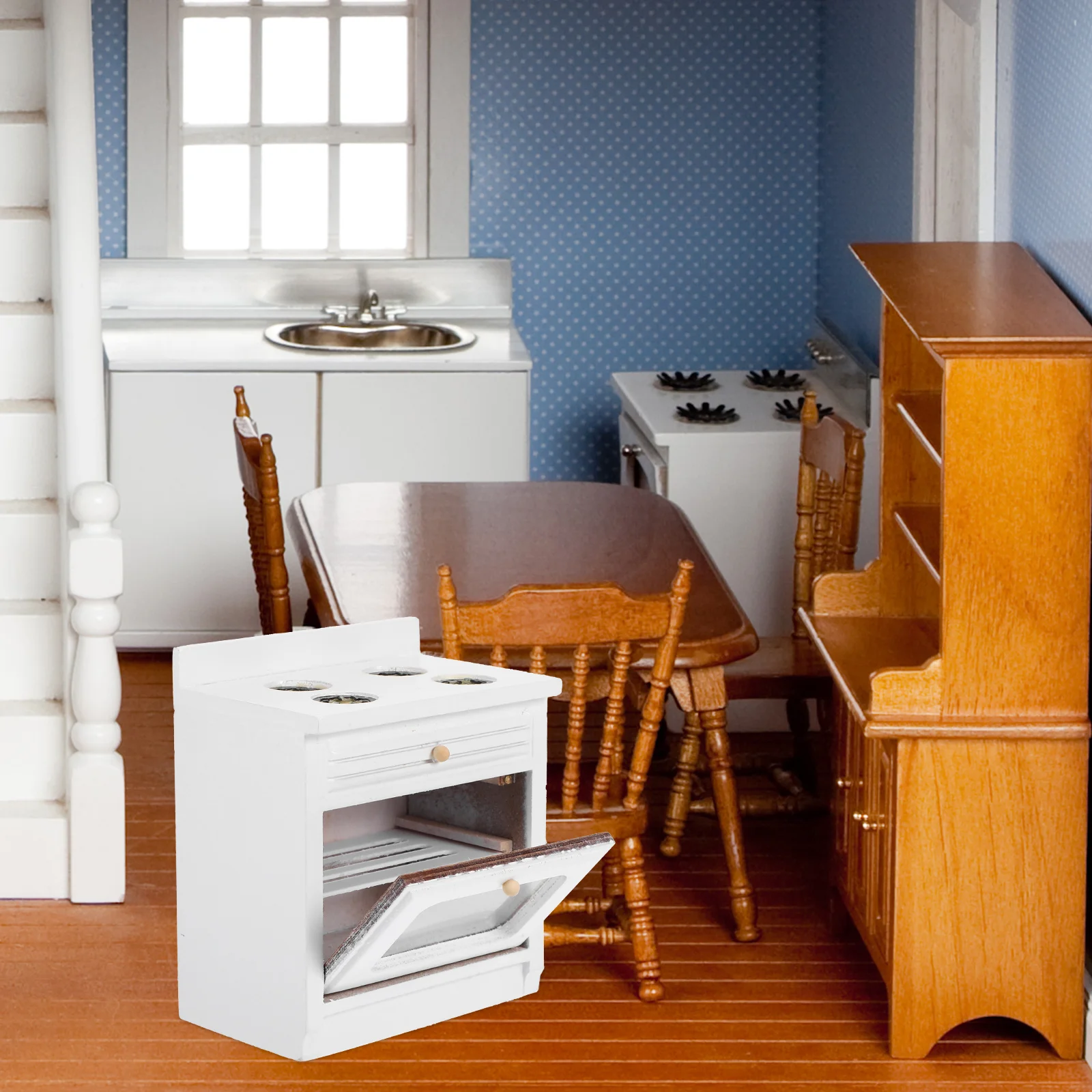 Muebles Mini accesorios de cocina 1:12 casa de muñecas decoración de madera estufa de cocina Prop