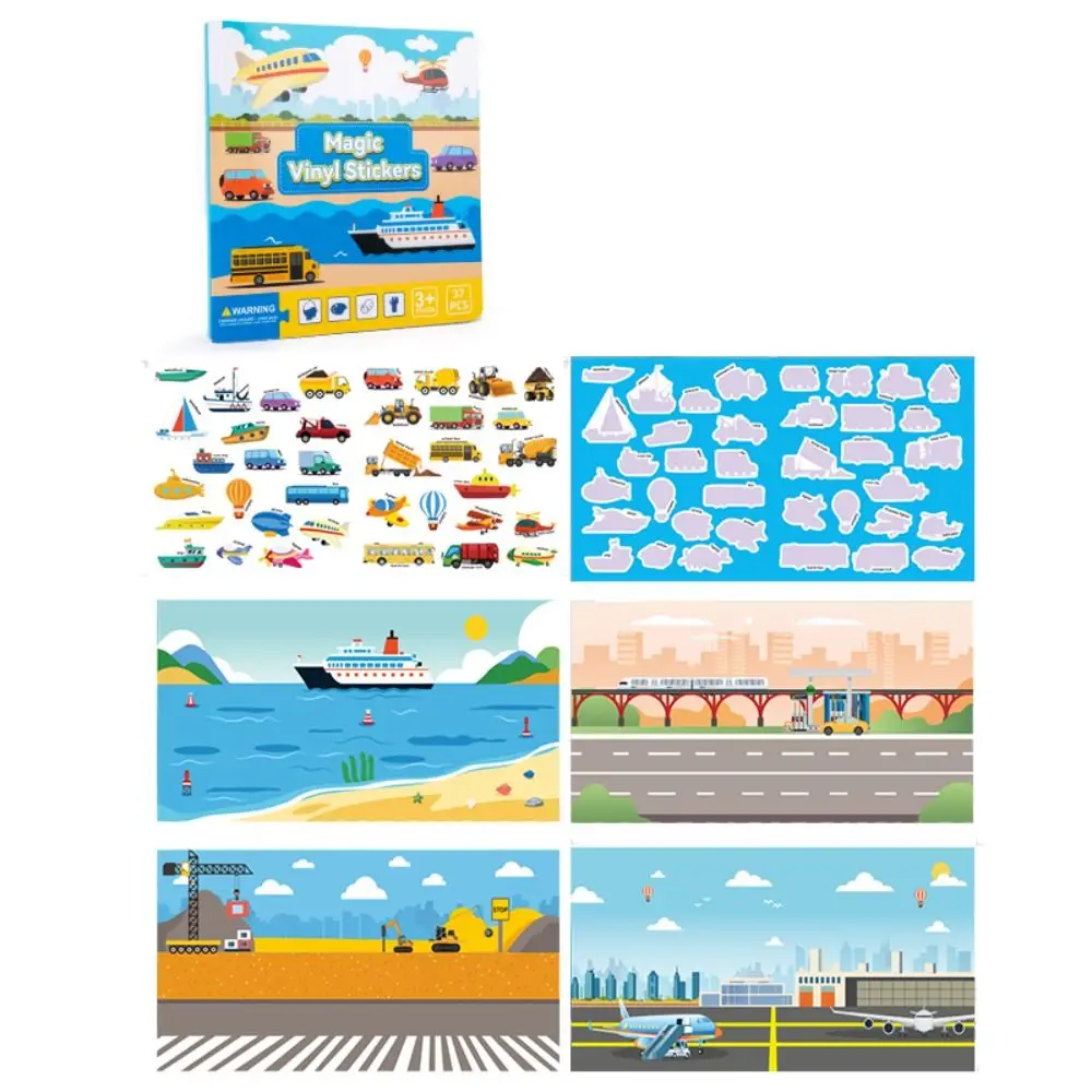 再利用可能な教育ステッカーブック想像力インタラクティブ DIY パズルステッカー動物オーシャンパズルマジックステッカーブック幼児